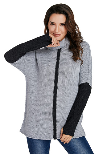Charcoal Gray Individual Cowl Neck Pullover Sweater