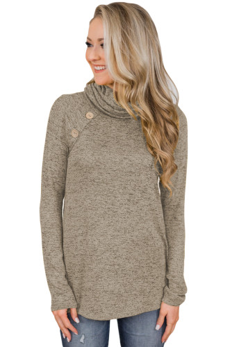 Brown Charming Ways Cowl Neck Button up Top