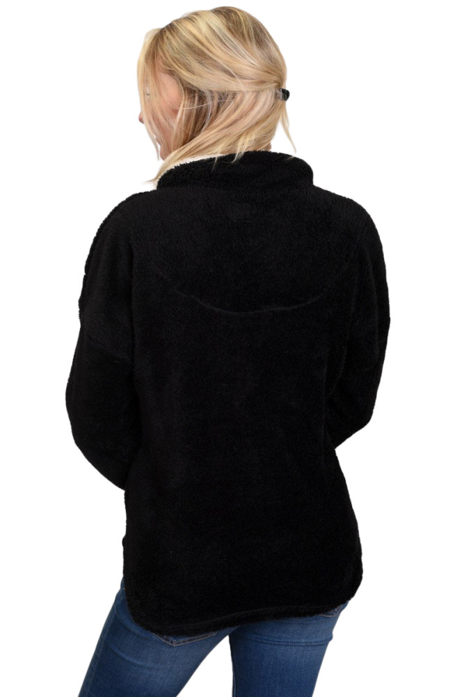 Black Lamb Fleece Zip Down Jacket