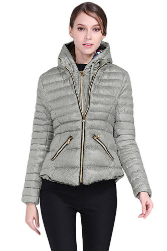 Gray Hooded Cotton Jacket with Zipped Pockets