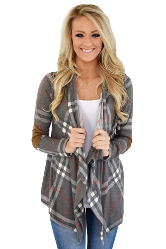 Gray Fall Party Plaid Cardigan