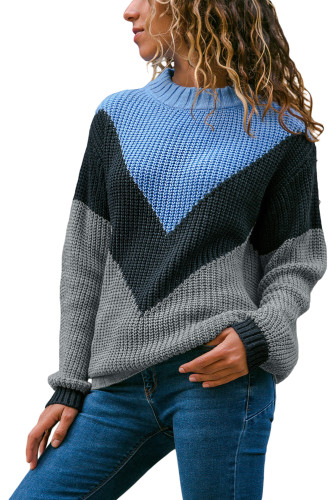 Black Chevron Accent Blue Grey Sweater