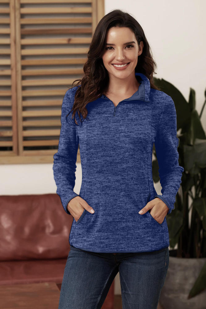 Blue Quarter Zip Pullover Sweatshirt
