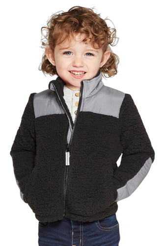 Black Unisex Zip-Up Fleece Jacket for Kids