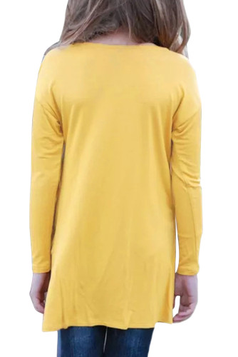 Mustard Twist Knot Detail Long Sleeve Girl’s Top