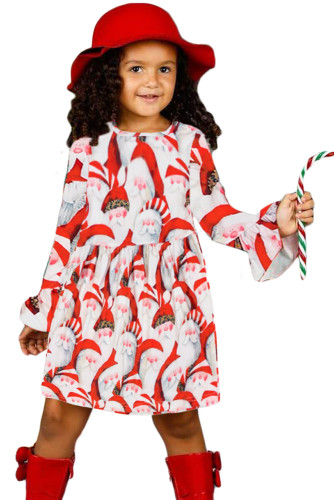 Santa Claus Allover Christmas Little Girl Dress