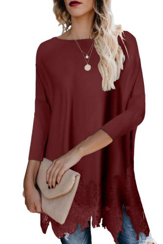 Burgundy Waldorf Lace Contrast Sweater