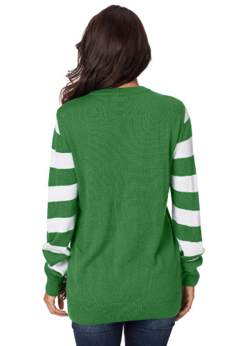 Green Festive Reindeer Holiday Sweater
