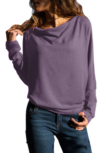 Purple Concise Pullover Sweatshirt