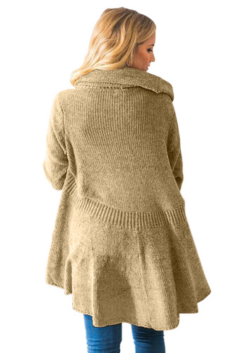 Apricot Velvety Chenille Knitted Cardigan