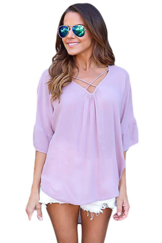 Lilac Criss Cross Loose Fit Top