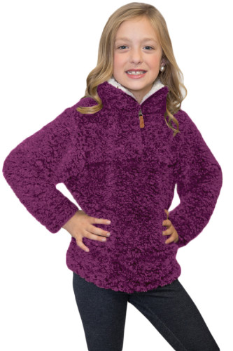 Violet Luxe Fuzzy Pullover Sherpa Girl Sweatshirt