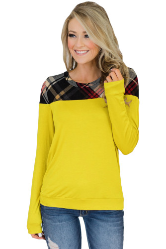 Yellow Plaid Long Sleeve Top