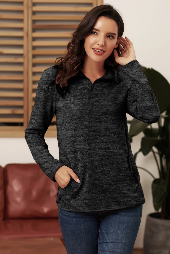 Charcoal Quarter Zip Pullover Sweatshirt