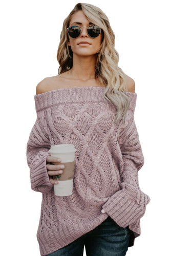 Pink Off The Shoulder Winter Sweater
