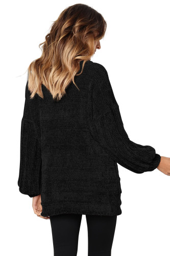 Black Soft Velvet Knit Sweater Jumper