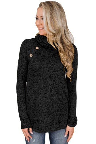 Black Charming Ways Cowl Neck Button up Top