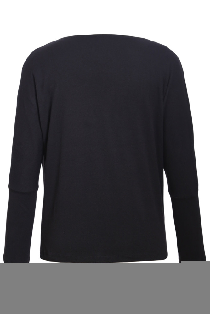 Solid Black Concise Pullover Sweatshirt