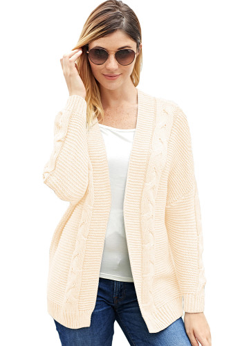 White Chunky Wide Long Sleeve Knit Cardigan