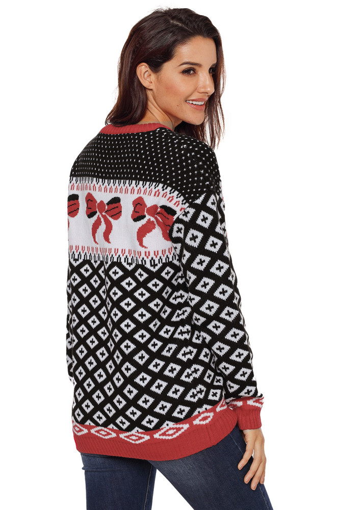 Black Ugly Bow Patterns Christmas Sweater