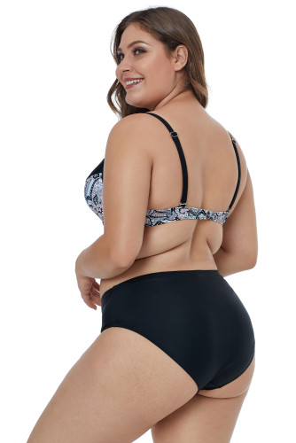 Floral Paisley Print Plus Size Swimwear