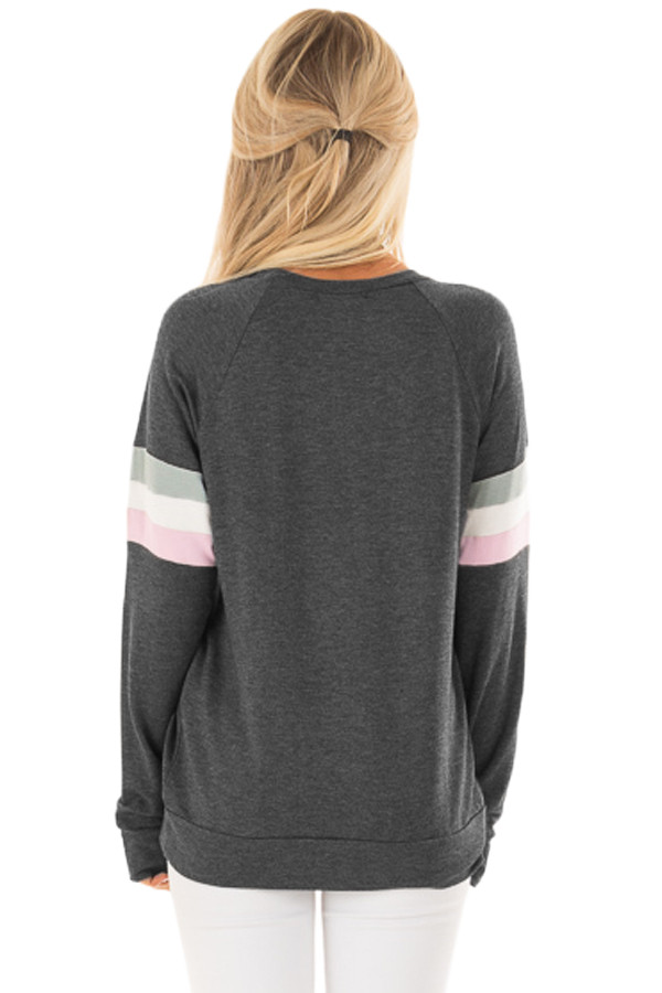 Gray Be Happy Graphic Sweatshirt