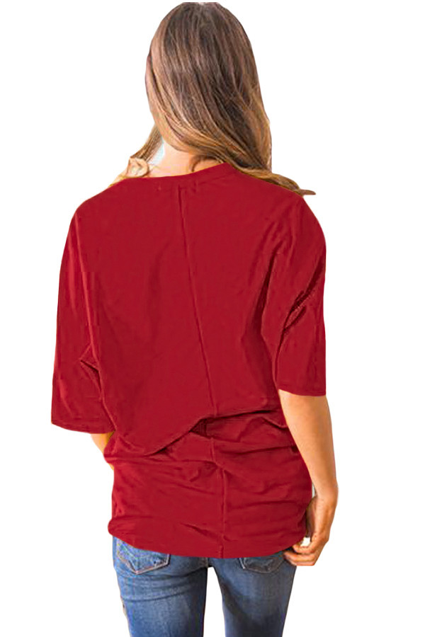 Wine Button up Shift Top with Pocket