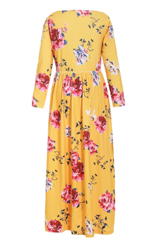 Yellow Floral Maxi Dress for Kids