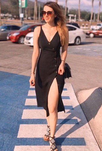 Black Button-down Linen Midi Dress