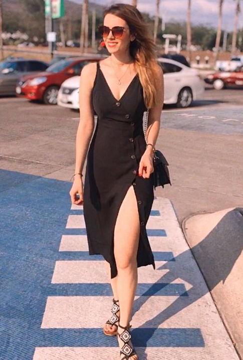 Black Button-down Linen Midi Dress