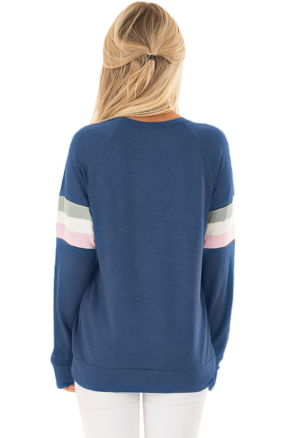 Blue Be Happy Graphic Sweatshirt