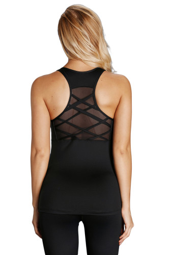 Black Running Workout Yoga Racerback Tank Top