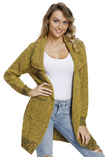 Yellow Chunky Long Cardigan with Side Pockets