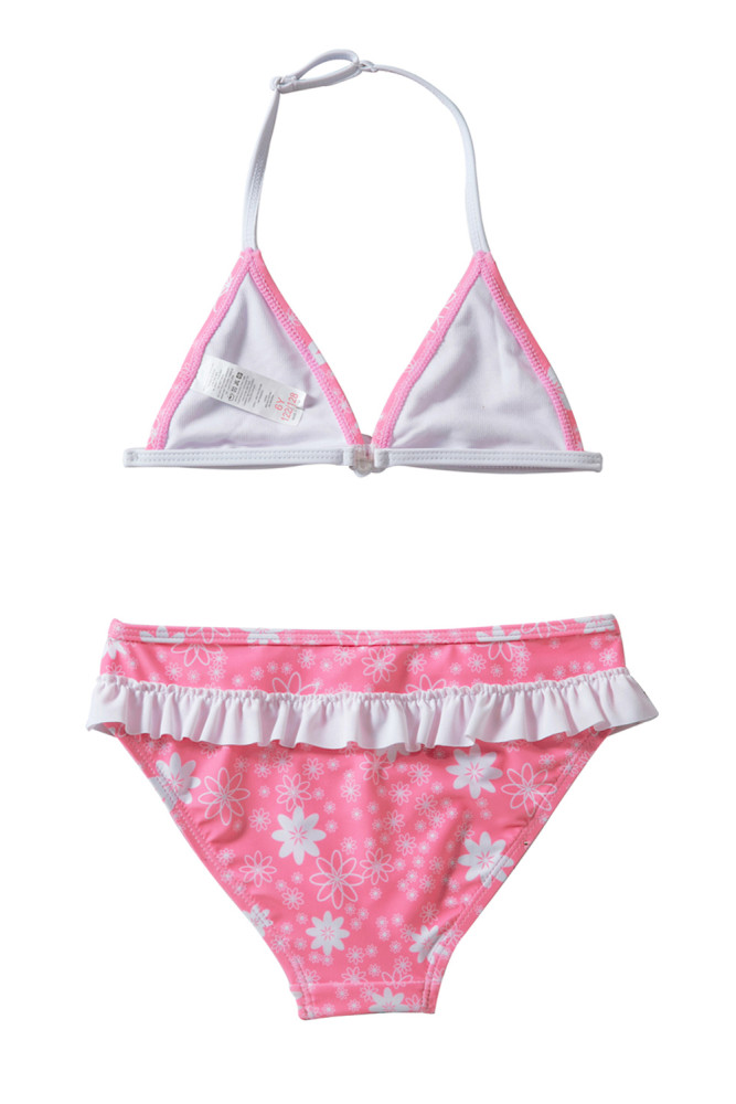 Pink Floral Halter Bathing Suit for Girls