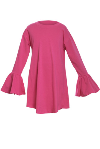 Rosy Flared Long Sleeve Shirttail Baby Girl Dress