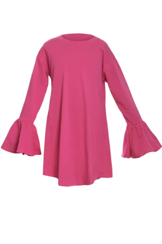 Rosy Flared Long Sleeve Shirttail Baby Girl Dress
