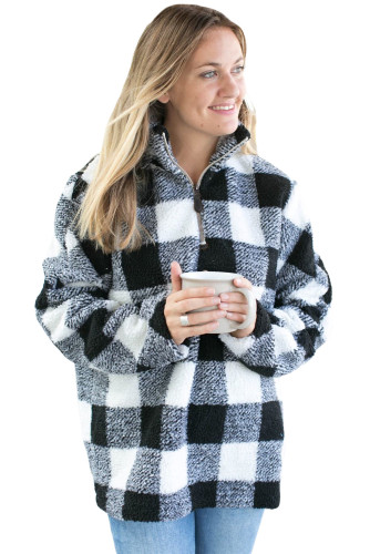 White Buffalo Plaid Sherpa Pullover
