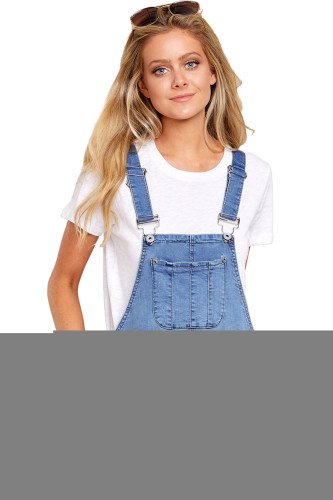 Light Blue Girly Fashion Denim Short Overalls