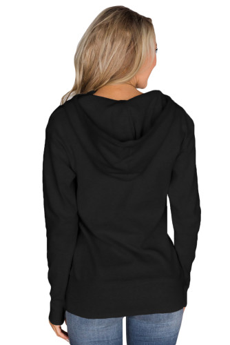 Black Kangaroo Pocket Half Zip Hoodie