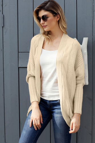 Apricot Luxe Cable Knit Open Front Cardigan