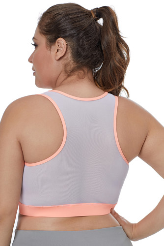 Light Coral Sheer Mesh Back Plus Size Sports Bra