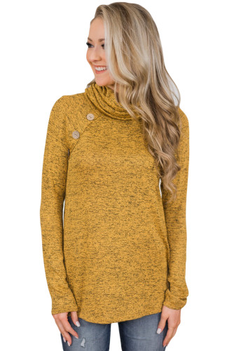 Yellow Charming Ways Cowl Neck Button up Top