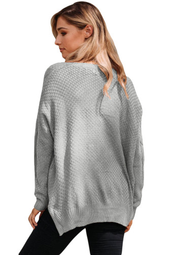 Gray Thick Patterned Knit Sweater
