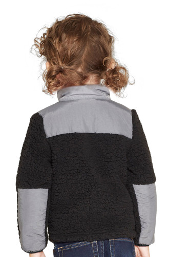 Black Unisex Zip-Up Fleece Jacket for Kids