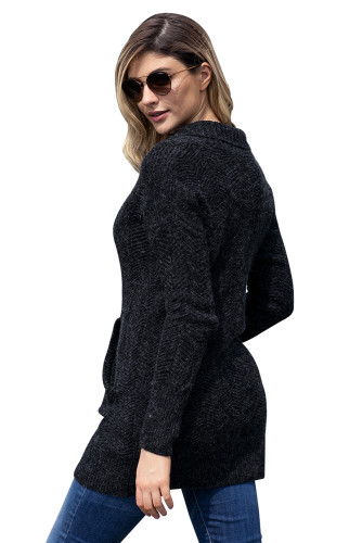 Black Kangaroo Pocket Pullover Sweater