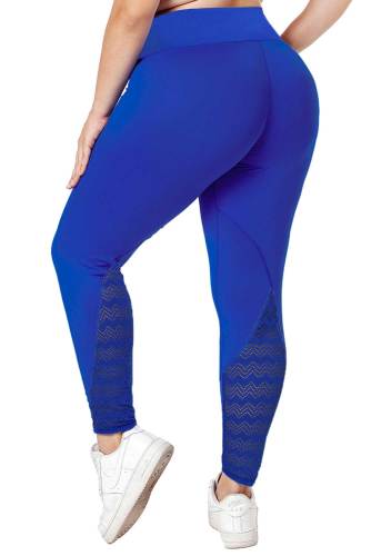 Royal Blue Heathered Splice Plus Size Yoga Pants