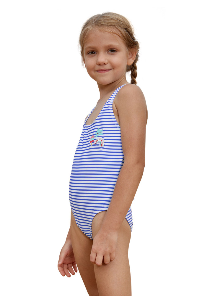 Blue Nautical Stripes Toddler Girls Maillot Swimwear