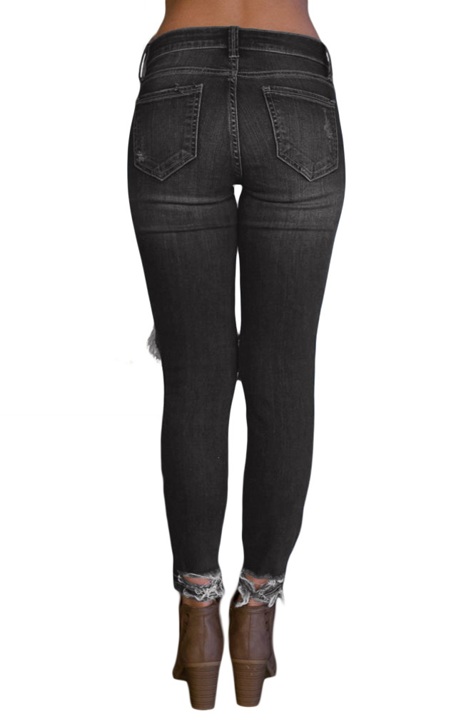 Black Destroyed Skinny Jeans