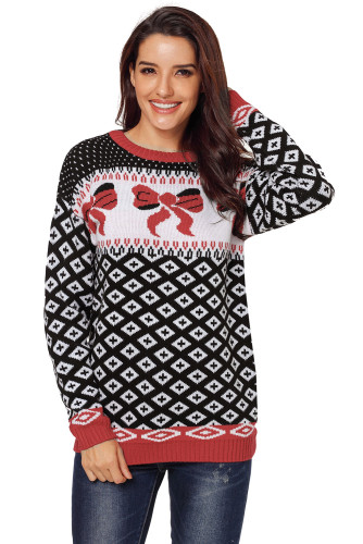 Black Ugly Bow Patterns Christmas Sweater