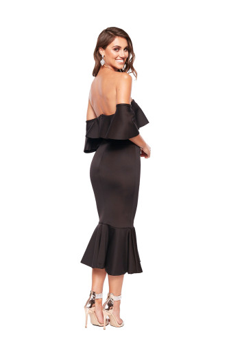 Black Sexy Off Shoulder Ruffled Cocktail Dress